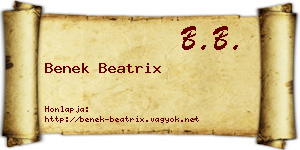 Benek Beatrix névjegykártya